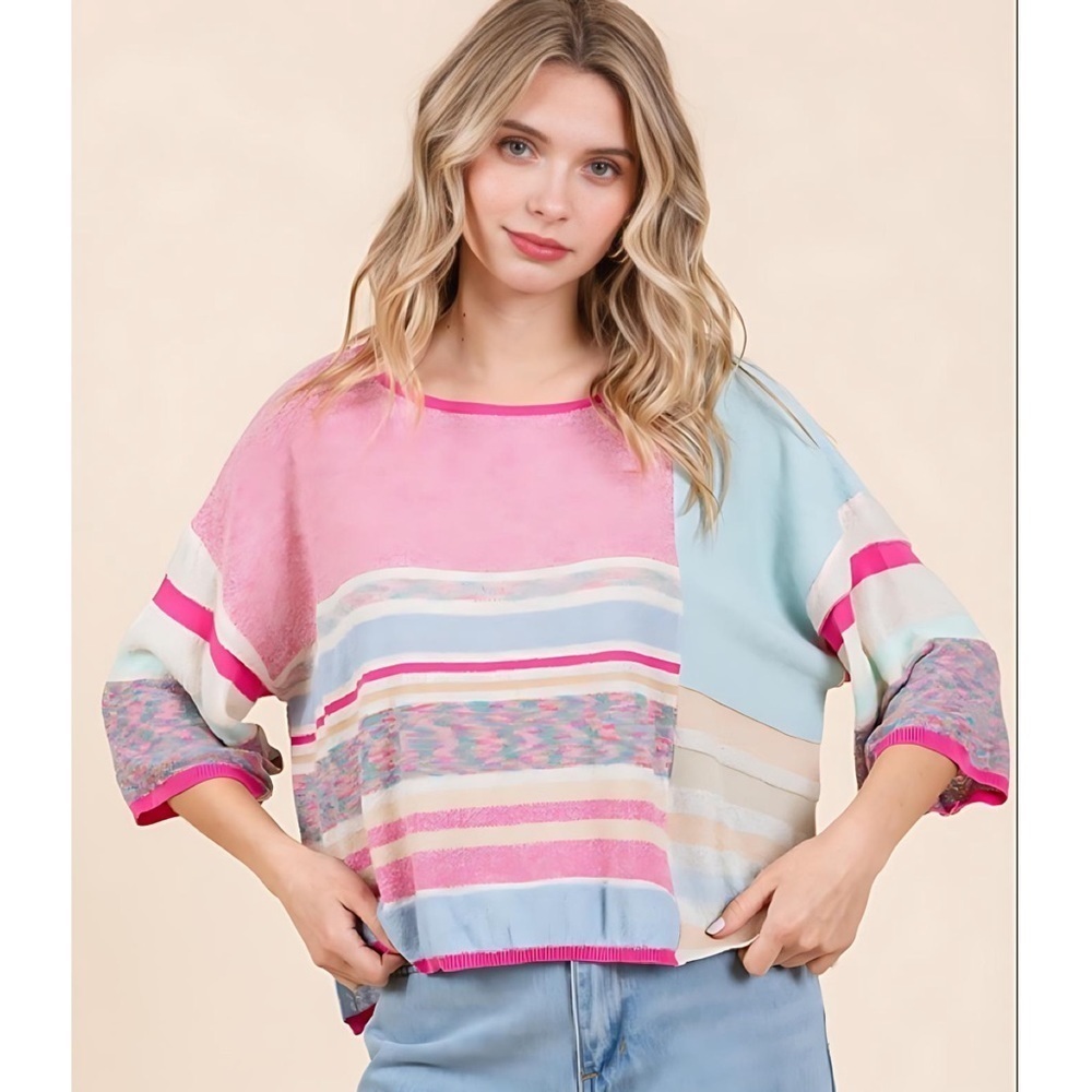 LAST 1! FATE Multi Pink Color Boat Neck Soft Lightweight Sweater! - Picture 5 of 6